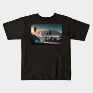 Colorful Hollywood Hills A Vibrant Urban Landscape Kids T-Shirt